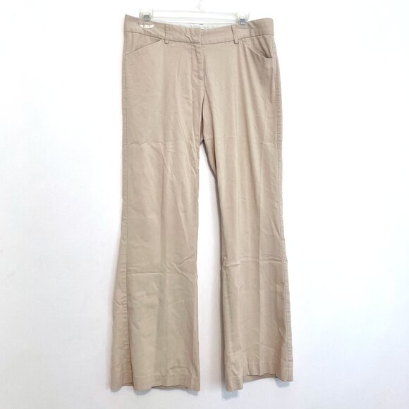 EXPRESS Editor Stretch Mid Rise Wide Leg Trouser Pant Cream Beige Flare ? Work 8 - Picture 2 of 15